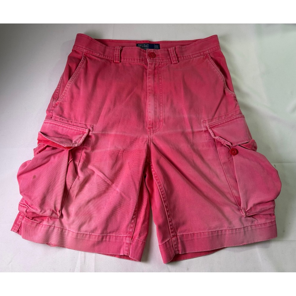 Polo Ralph Lauren Classic 67‎ Cargo Shorts Mens Size 33 Pink Sun Faded Gorpcore